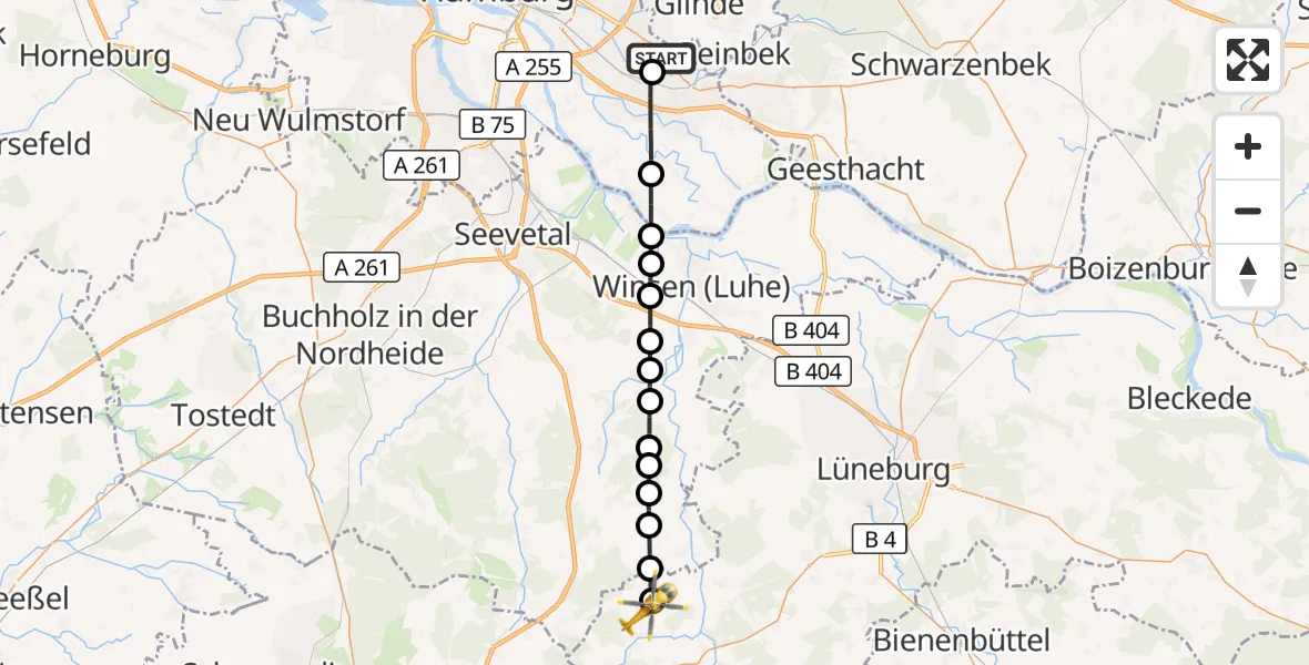 Flugroute Ambulanzhubschrauber Christoph Hansa ADAC Helipad - Rolfsen, 17 März 2026, 16:29