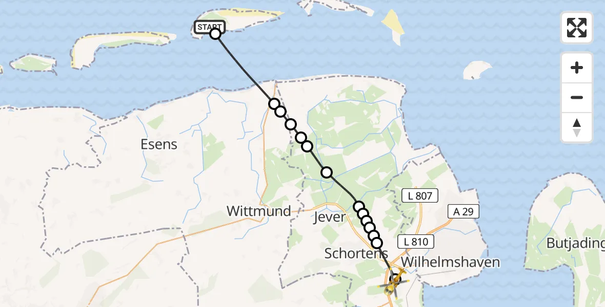 Routekaart van de vlucht: Rettungshubschrauber nach Sande, Daunstraße