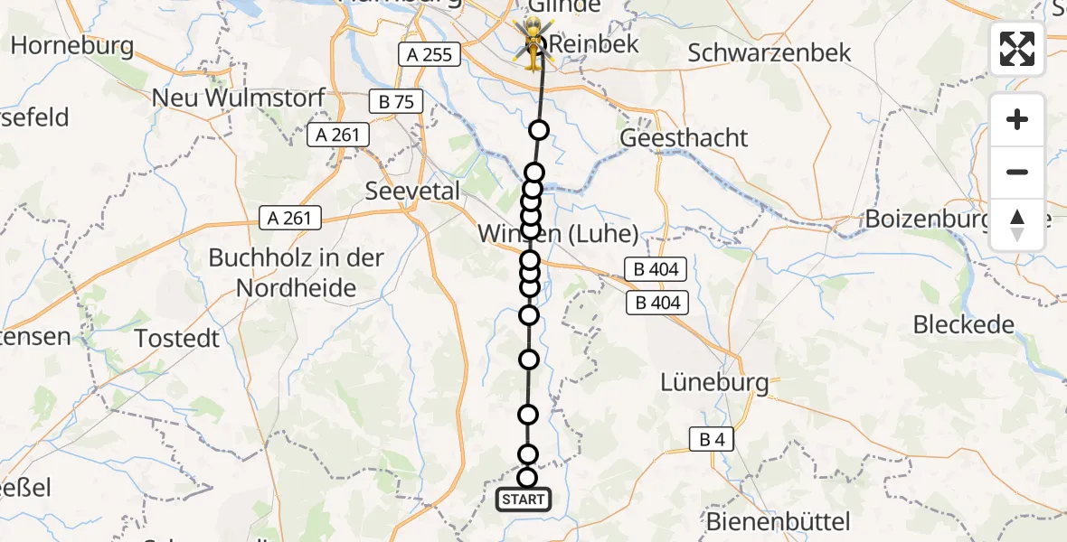 Flugroute Ambulanzhubschrauber Rolfsen - Christoph Hansa ADAC Helipad, 17 März 2026, 16:54