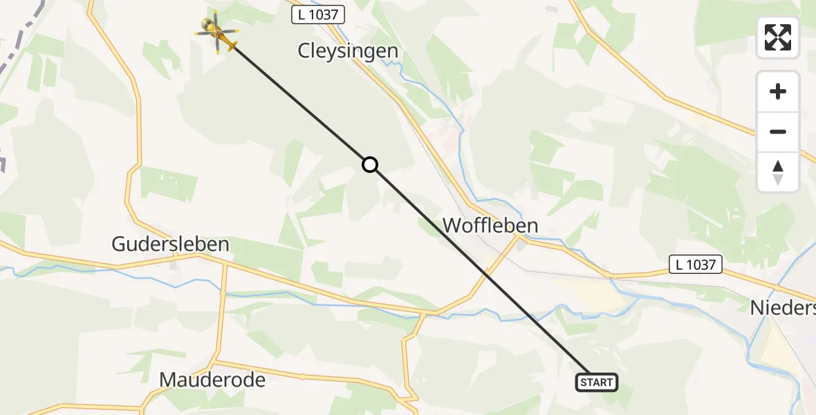 Flugroute Rettungshubschrauber Niedersachswerfen - Cleysingen, 17 März 2026, 17:11