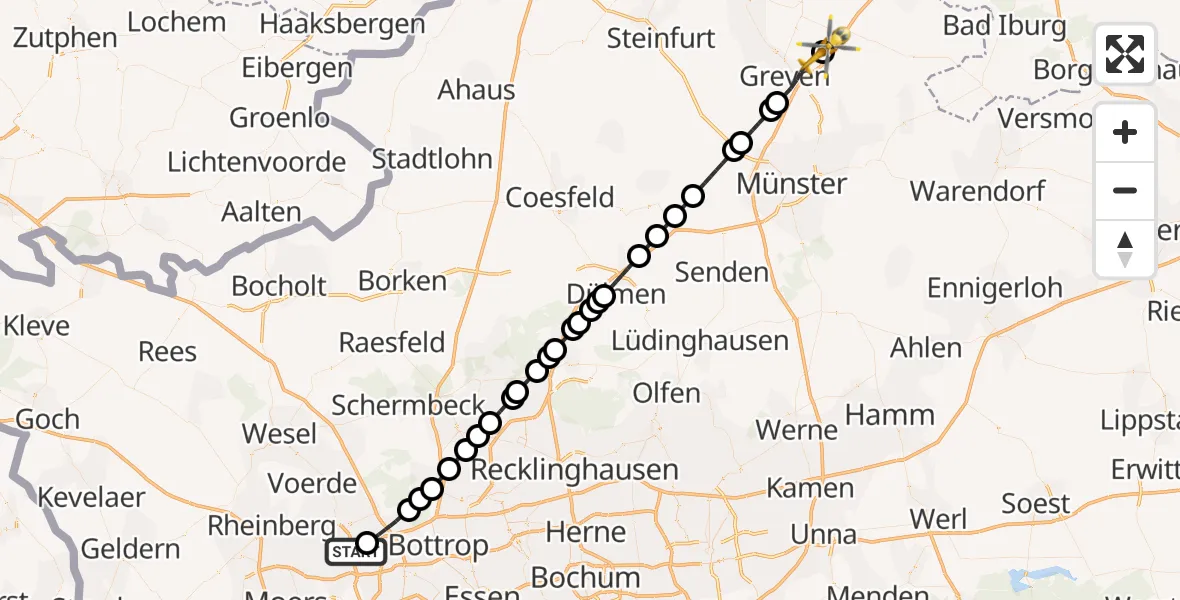 Flugroute Ambulanzhubschrauber Hamborn - Christoph  Westfalen-ADAC, 17 März 2026, 18:08