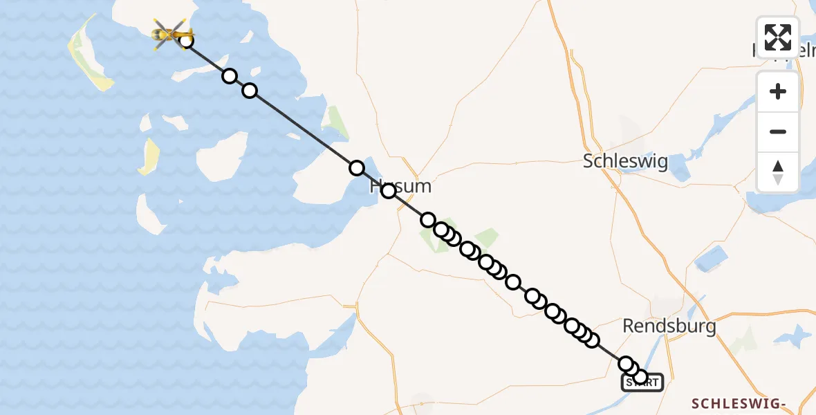 Routekaart van de vlucht: Rettungshubschrauber nach Wyk auf Föhr, Fehrstieg