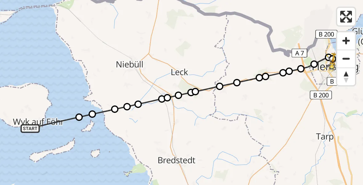 Flugroute Rettungshubschrauber Wyk auf Föhr - Neustadt, 17 März 2026, 21:50