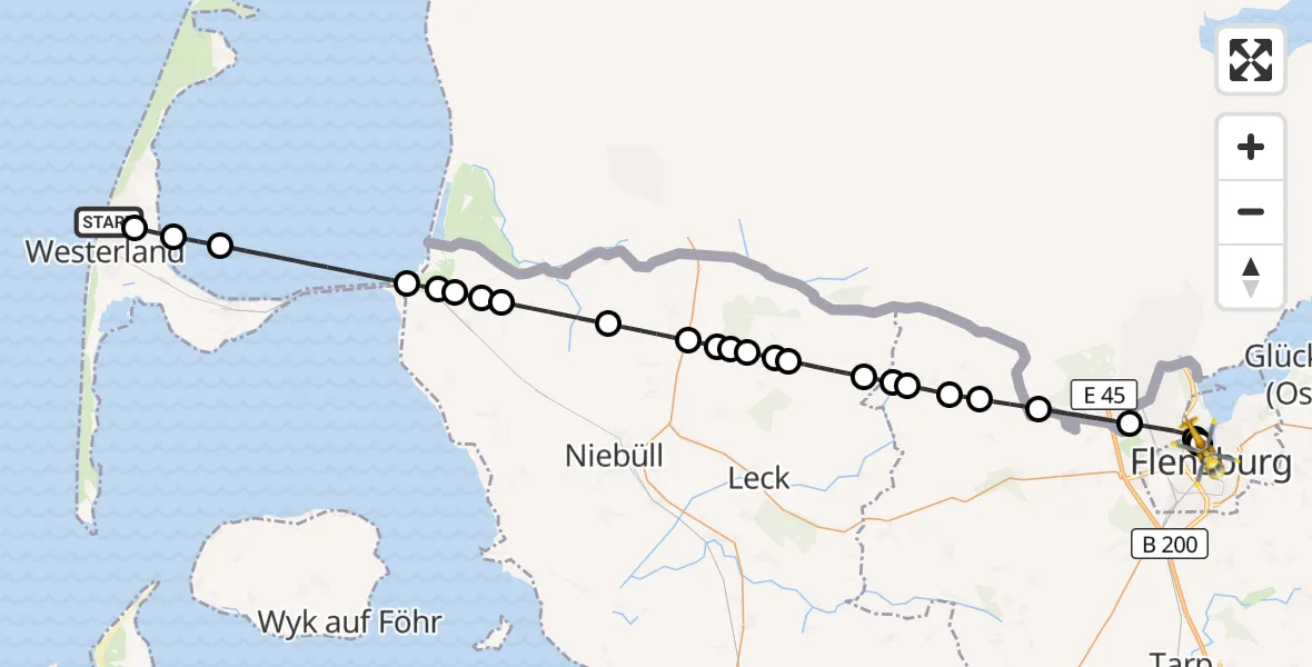 Flugroute Rettungshubschrauber Westerland - Westliche Höhe, 17 März 2026, 23:11