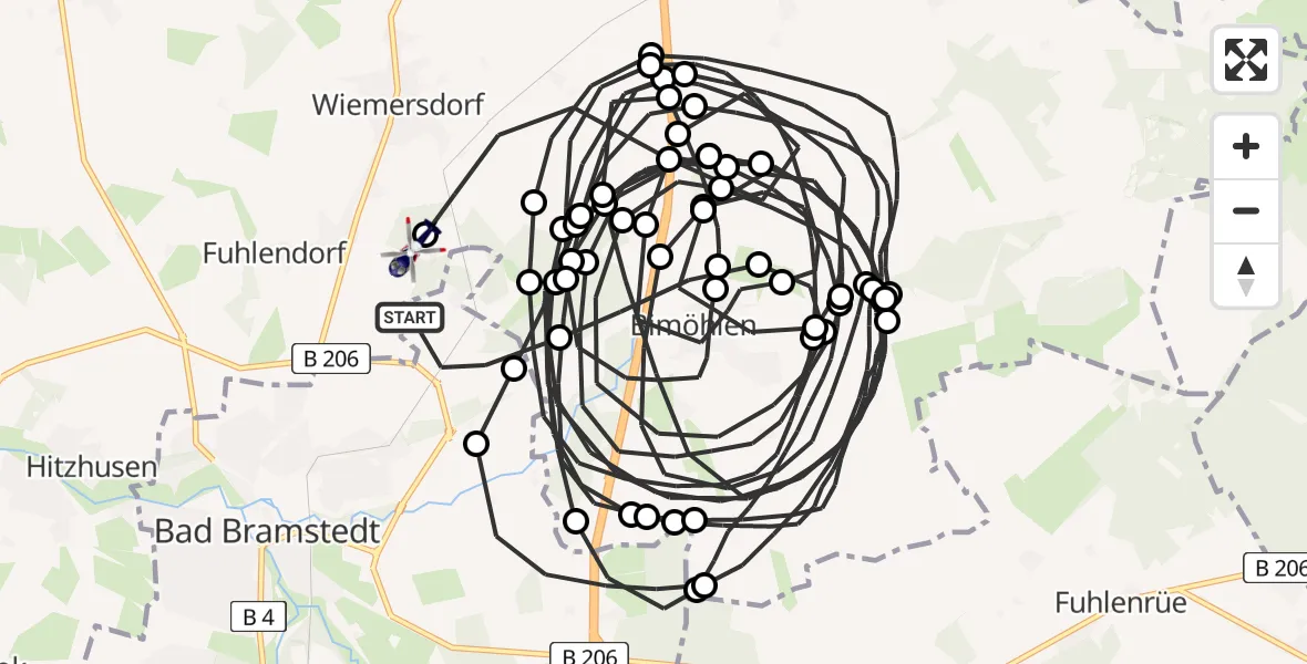 Routekaart van de vlucht: Polizeihubschrauber nach Bad Bramstedt Heliport
