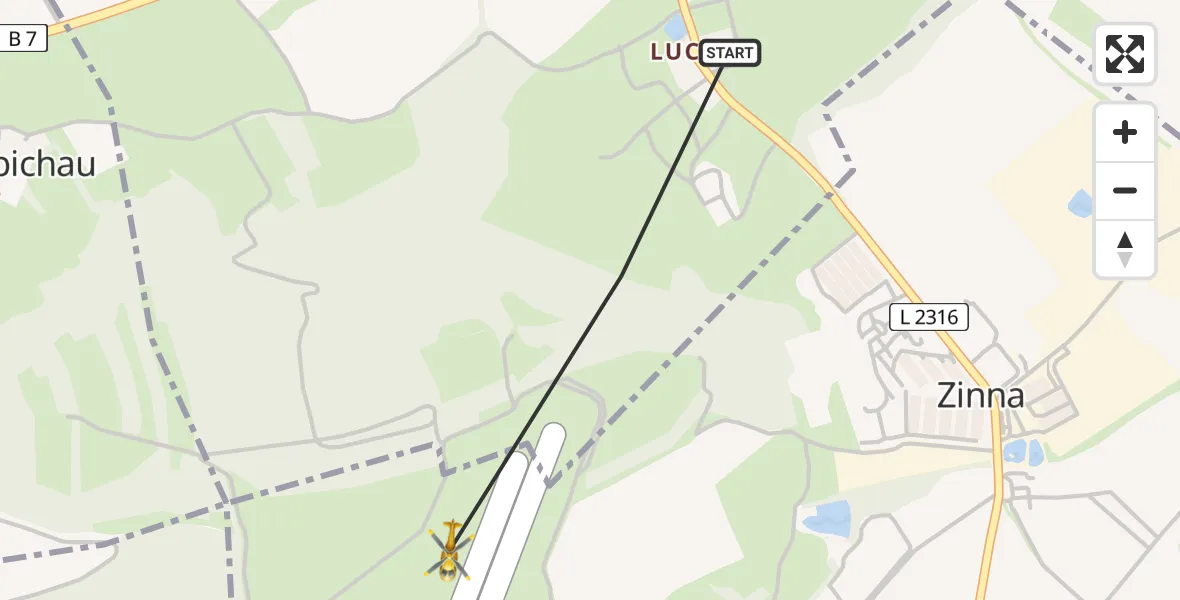 Flugroute Rettungshubschrauber Rodigast - Jena-Schöngleina Airfield, 18 März 2026, 07:00