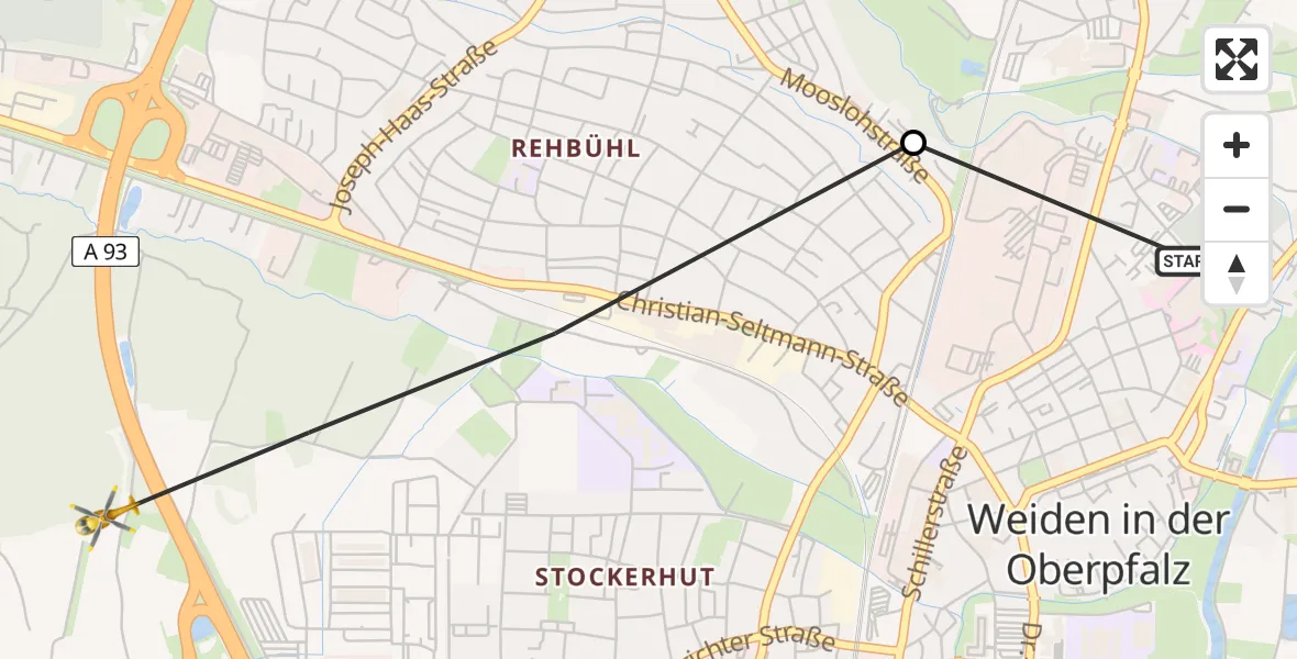 Flugroute Rettungshubschrauber Weiden Hospital - Latsch, 18 März 2026, 07:05