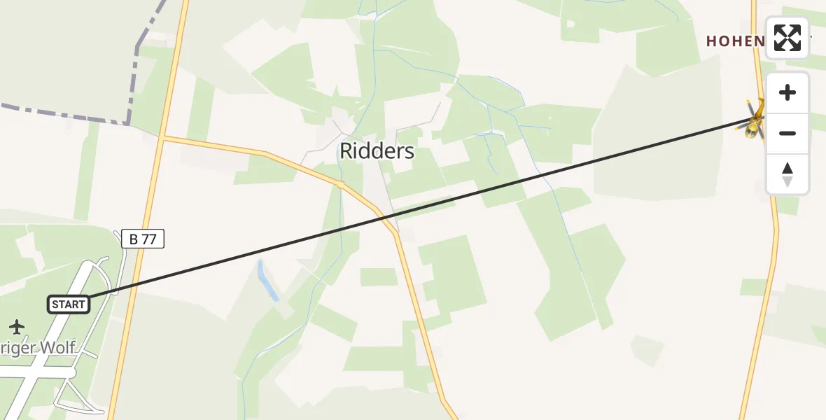 Flugroute Rettungshubschrauber Itzehoe Hungriger Wolf Airfield - Springhoe, 18 März 2026, 07:13