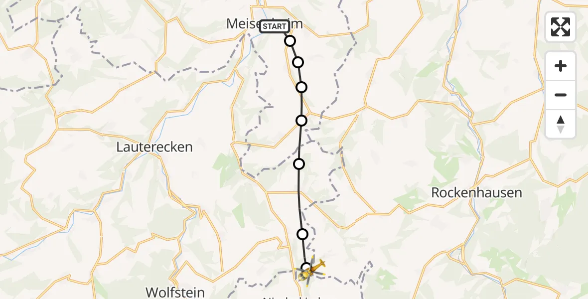 Flugroute Rettungshubschrauber Meisenheim - Berzweiler, 18 März 2026, 08:20