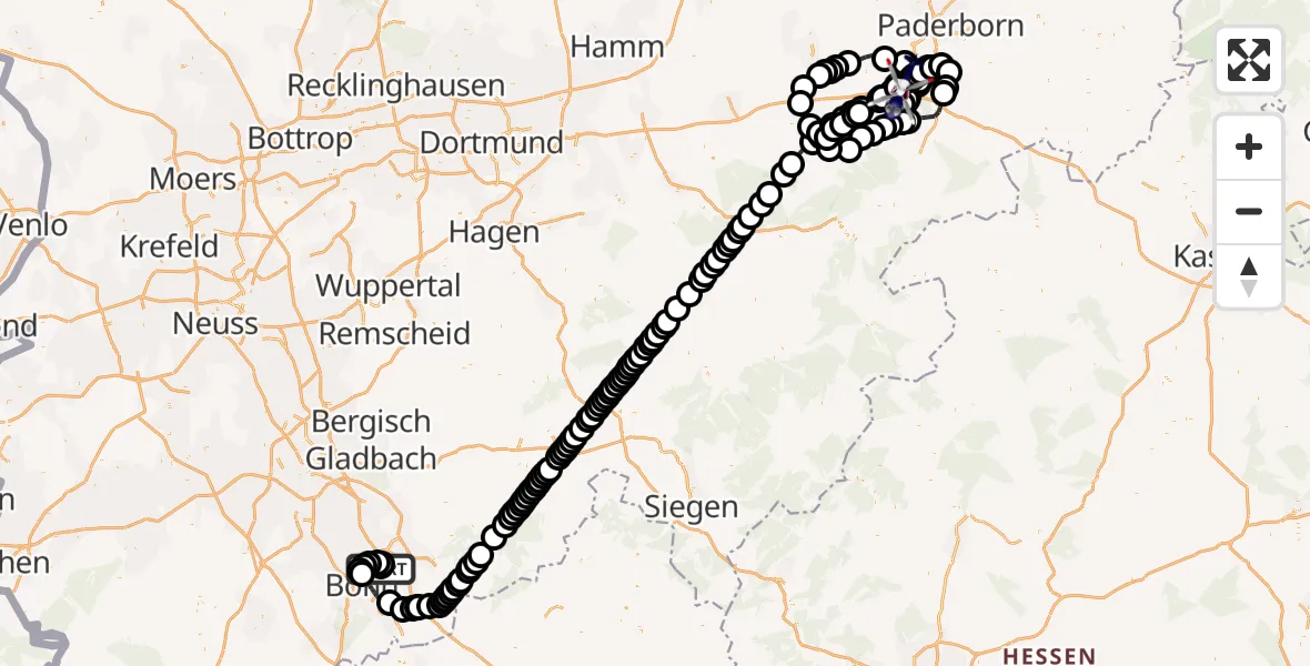 Flugroute Polizeihubschrauber Sankt Augustin - Paderborn Lippstadt Airport, 18 März 2026, 08:45