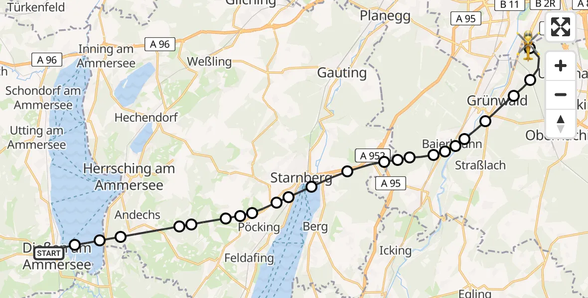 Routekaart van de vlucht: Rettungshubschrauber nach ADAC Air Rescue Center Heliport (Christoph 1)