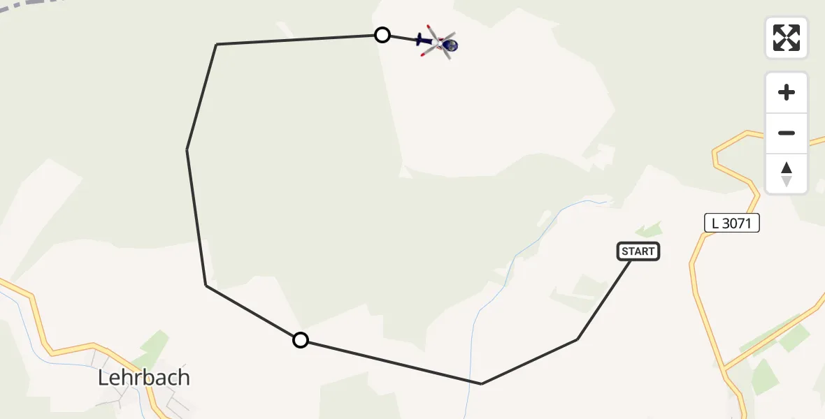 Routekaart van de vlucht: Polizeihubschrauber nach Wahlen, Kirchenstumpfschneise
