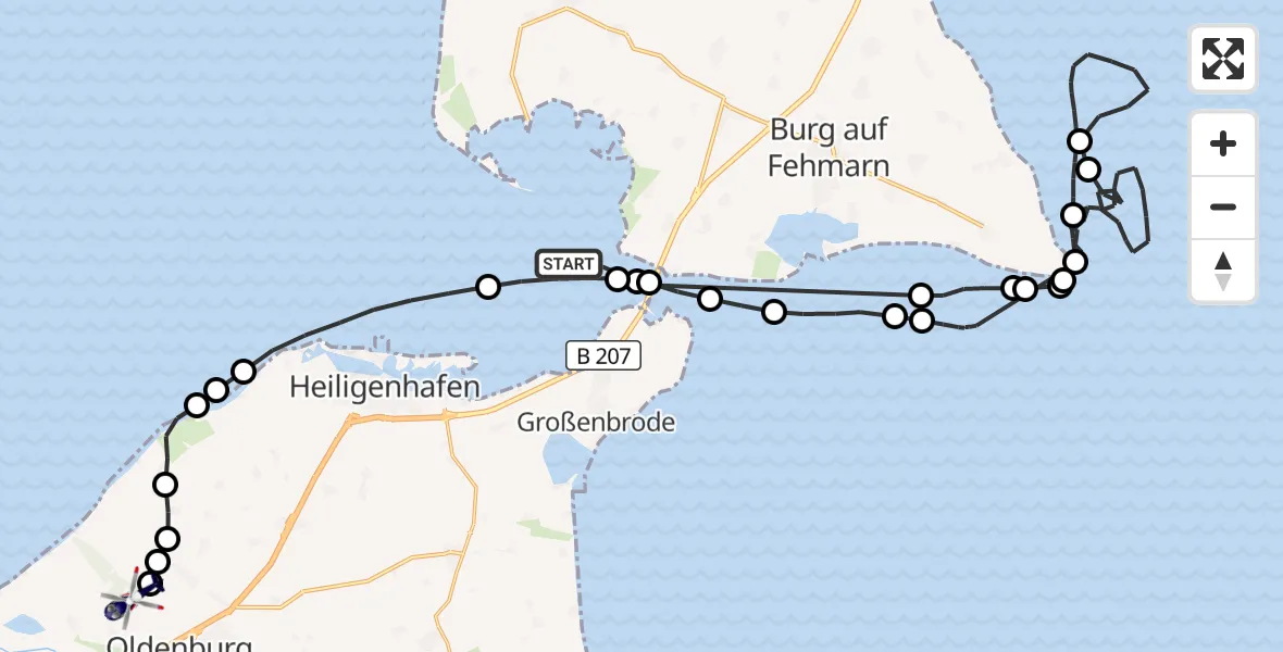 Flugroute Polizeihubschrauber Strukkamp - Oldenburg in Holstein, 18 März 2026, 09:47