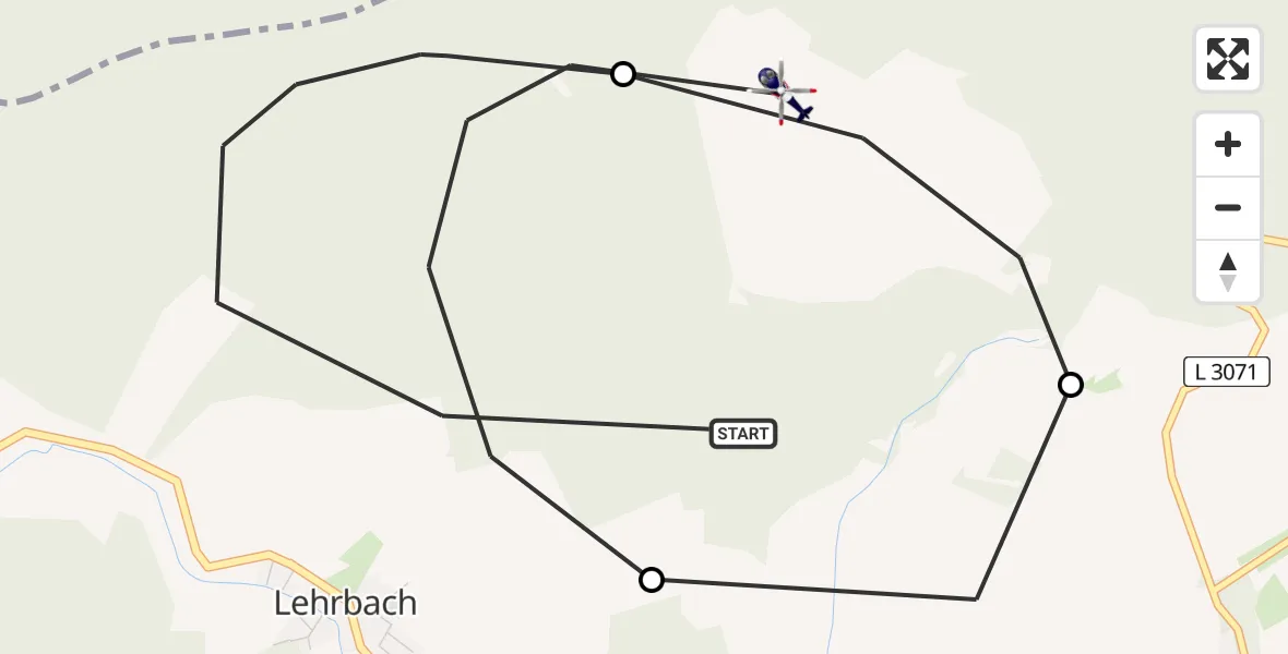 Flugroute Polizeihubschrauber Lehrbach - Wahlen, 18 März 2026, 10:02