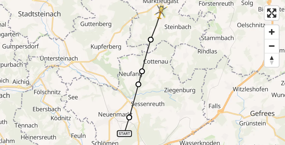 Flugroute Rettungshubschrauber Hegnabrunn - Marienweiher, 18 März 2026, 10:04