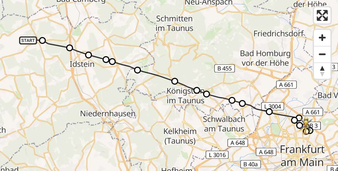 Flugroute Ambulanzhubschrauber Limbach - Nord-Ost, 18 März 2026, 10:10