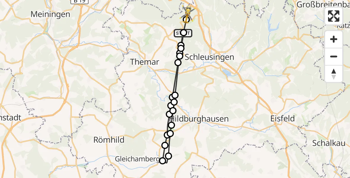 Flugroute Rettungshubschrauber Keulrod - Altendambach, 18 März 2026, 10:44