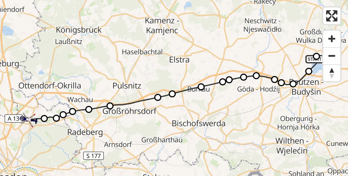 Flugroute Polizeihubschrauber Dahlowitz - Dresden, 18 März 2026, 10:45