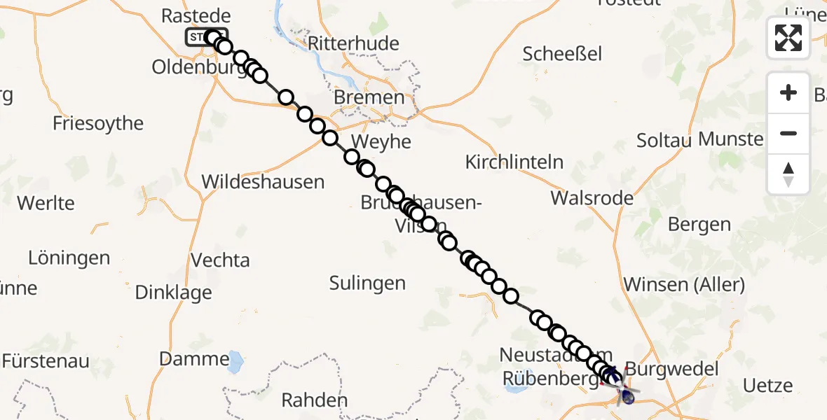 Flugroute Polizeihubschrauber Wahnbek - Hannover Airport, 18 März 2026, 11:02