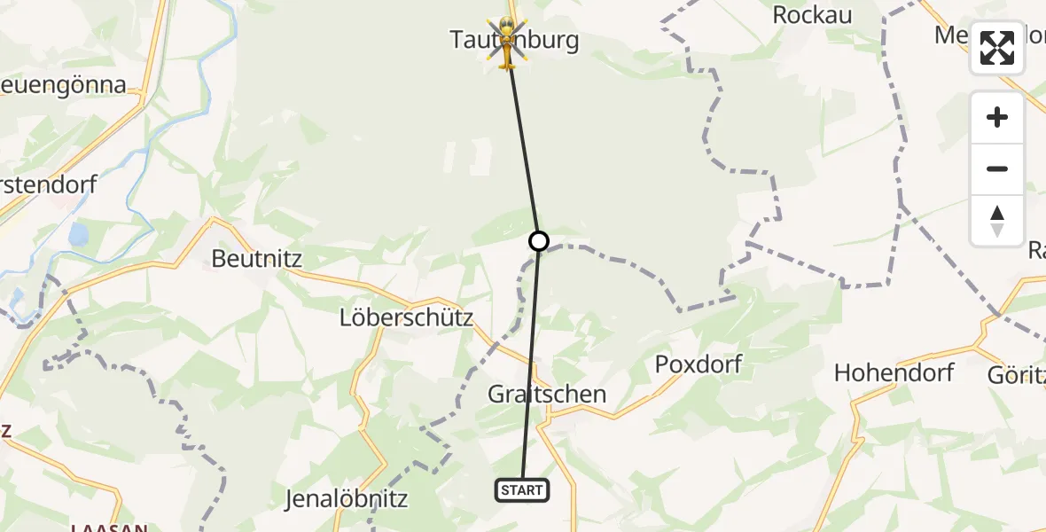 Routekaart van de vlucht: Rettungshubschrauber nach Tautenburg, Lindenstraße