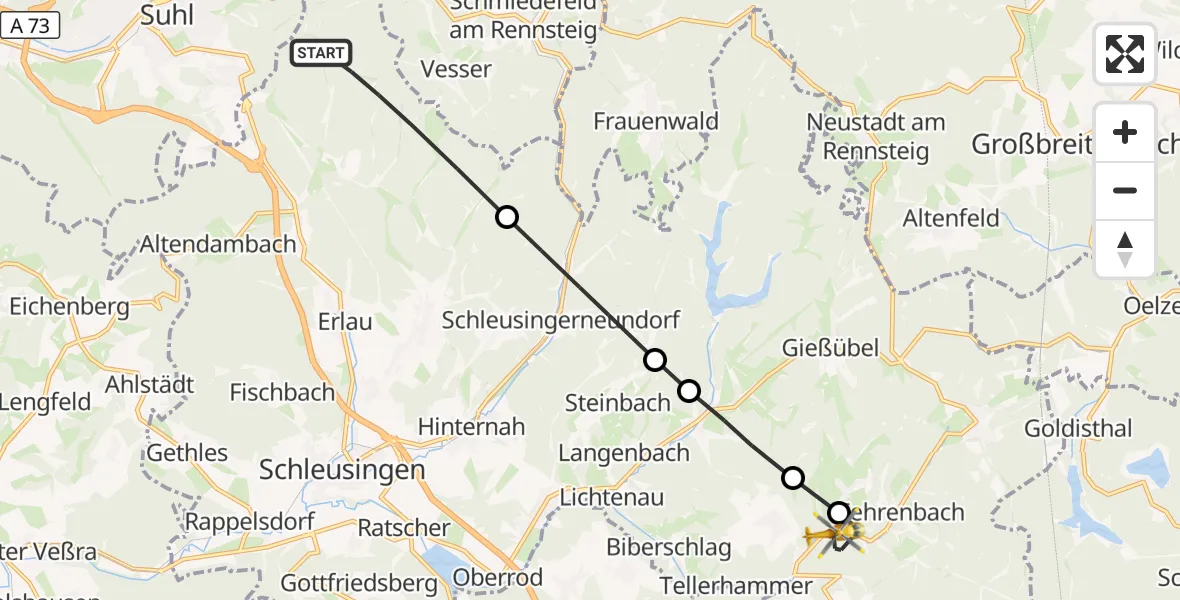 Flugroute Rettungshubschrauber St. Kilian - Heubach, 18 März 2026, 11:19
