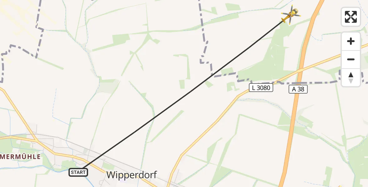 Flugroute Rettungshubschrauber Wipperdorf - Wipperdorf, 18 März 2026, 11:28