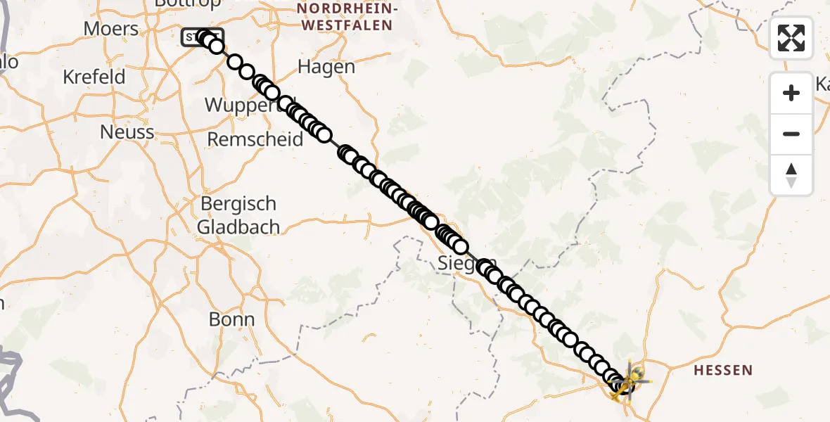 Flugroute Rettungshubschrauber Stadtbezirk III - Gießen, 18 März 2026, 11:59