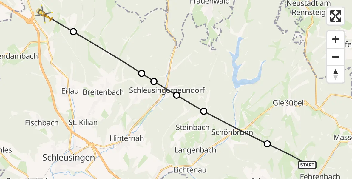 Flugroute Rettungshubschrauber Heubach - St. Kilian, 18 März 2026, 12:02