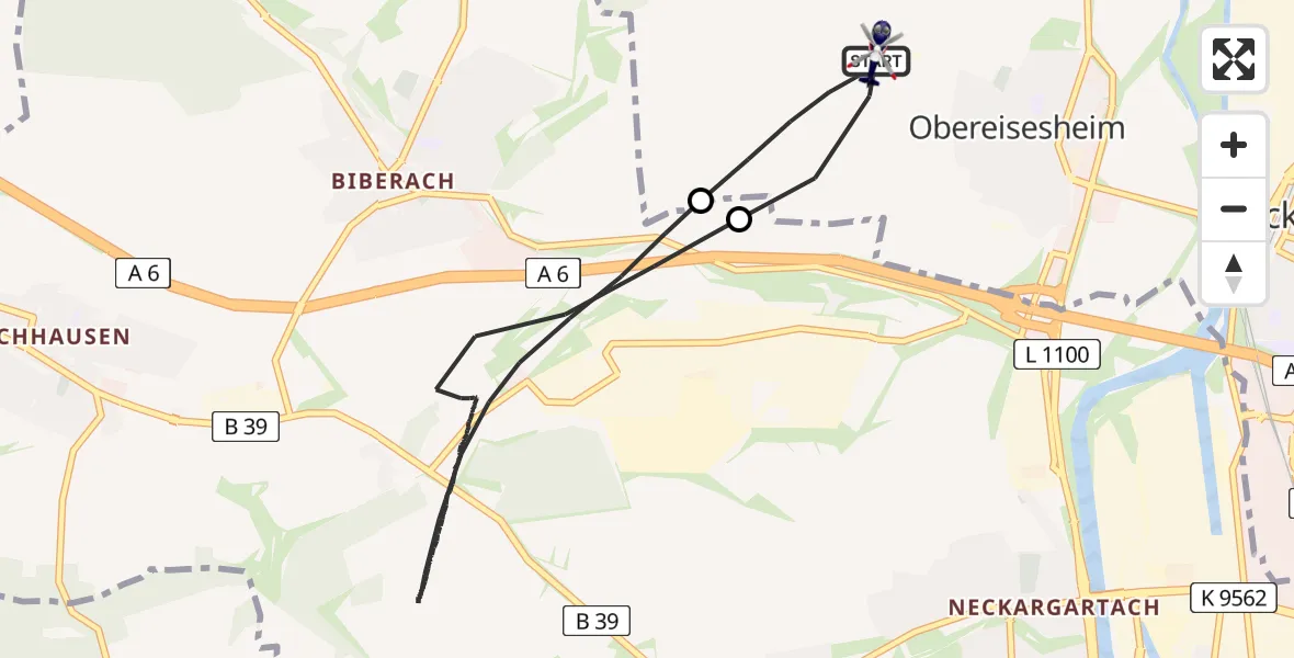 Flugroute Polizeihubschrauber Obereisesheim - Obereisesheim, 18 März 2026, 12:52