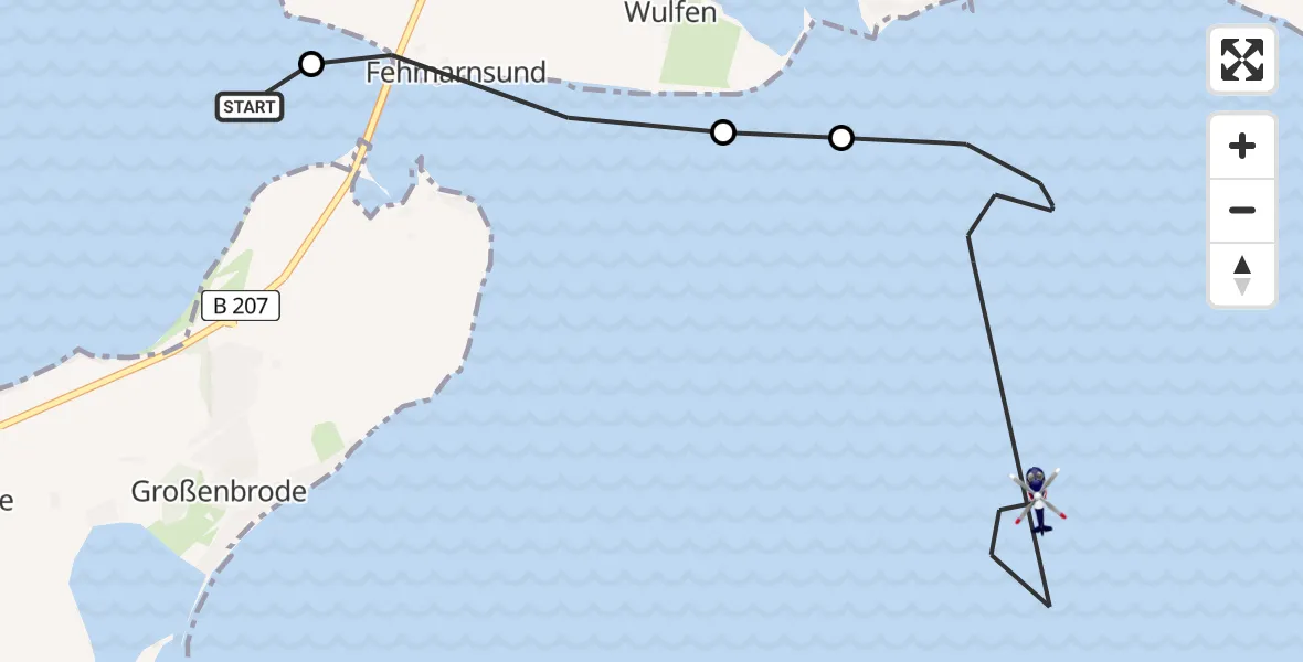 Flugroute Polizeihubschrauber Strukkamp - Fehmarn, 18 März 2026, 12:54