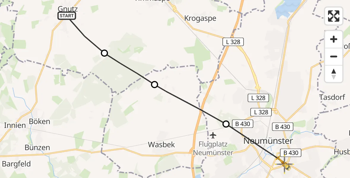 Routekaart van de vlucht: Rettungshubschrauber nach Neumünster, Sachsenring