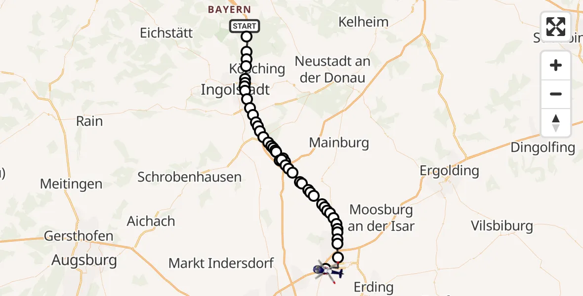 Routekaart van de vlucht: Polizeihubschrauber nach Munich Airport