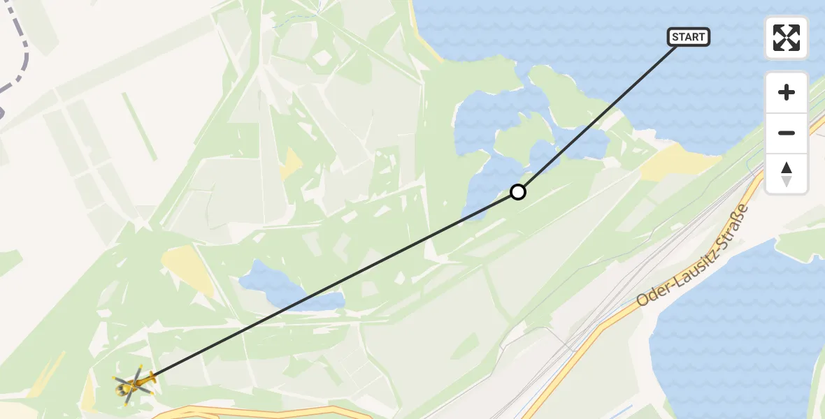 Flugroute Ambulanzhubschrauber Sedlitz - Senftenberg, 18 März 2026, 13:46