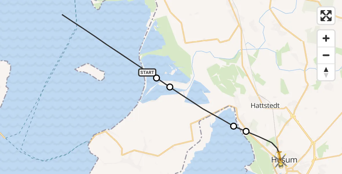 Routekaart van de vlucht: Rettungshubschrauber nach Husum, Theodor-Schäfer-Straße