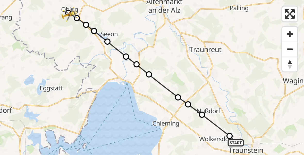 Routekaart van de vlucht: Rettungshubschrauber nach Obing, Blumenstraße