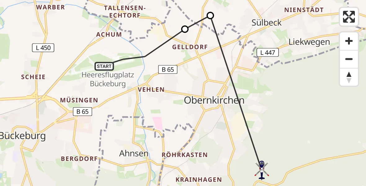 Flugroute Polizeihubschrauber Bückeburg Air Base - Obernkirchen, 18 März 2026, 14:09