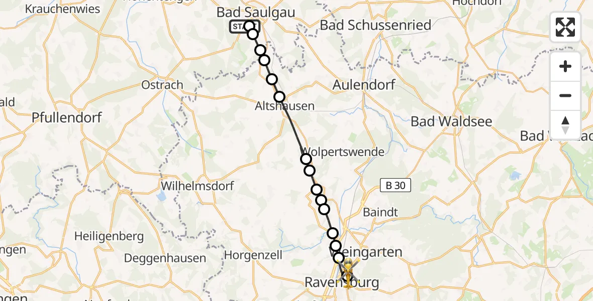 Routekaart van de vlucht: Rettungshubschrauber nach Sankt Elisabeth Hospital
