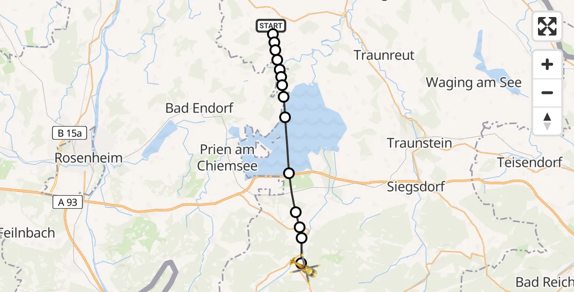 Routekaart van de vlucht: Rettungshubschrauber nach Unterwössen, Dr.-Aschenbrenner-Straße