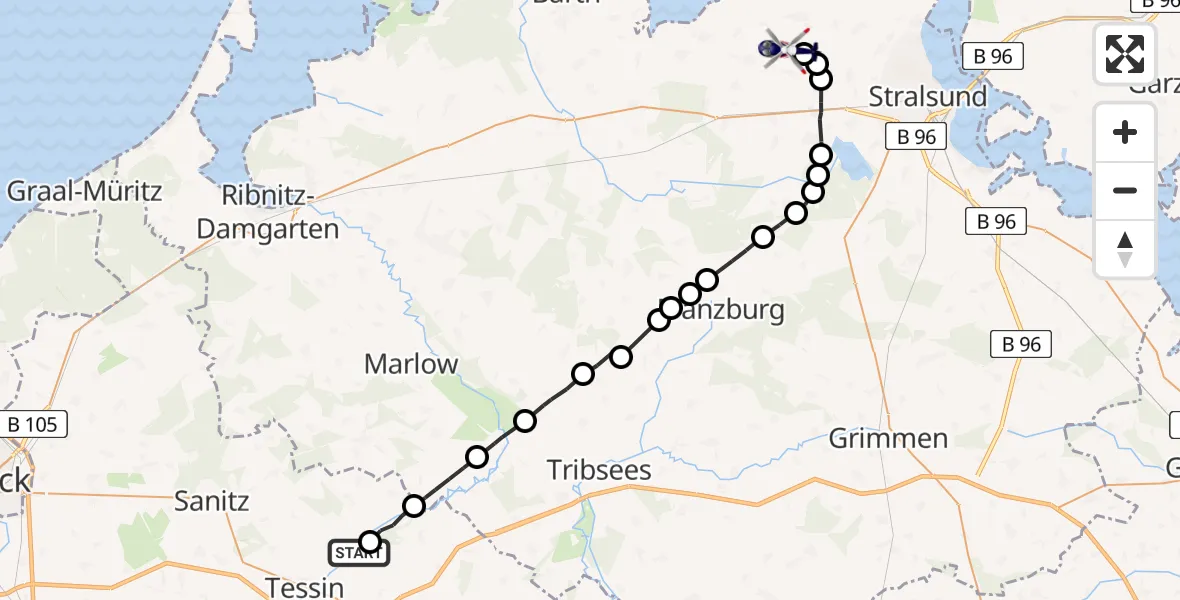 Routekaart van de vlucht: Polizeihubschrauber nach Preetz