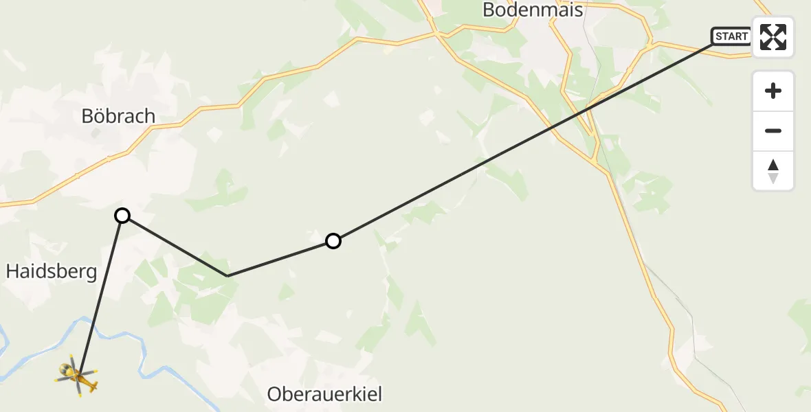 Flugroute Rettungshubschrauber Bodenmais - Bärmannsried, 18 März 2026, 14:47