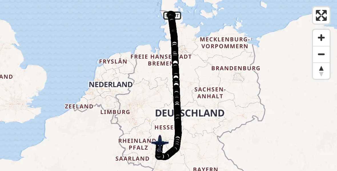 Flugroute Polizeiflugzeug Friesischer Berg - Frankfurt-Egelsbach Airport, 18 März 2026, 16:03