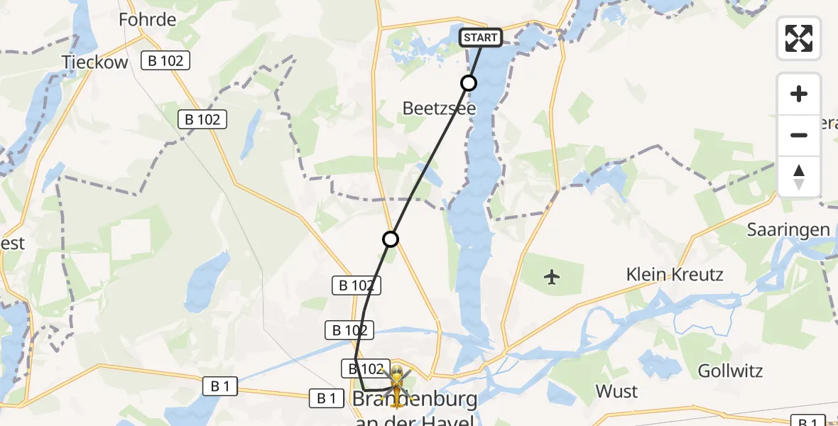 Flugroute Rettungshubschrauber Brandenburg an der Havel - Brandenburg an der Havel, 18 März 2026, 16:10