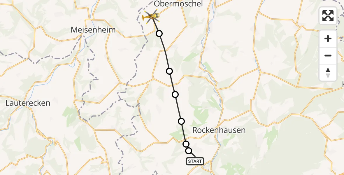 Flugroute Rettungshubschrauber Imsweiler UL - Unkenbach, 18 März 2026, 17:22