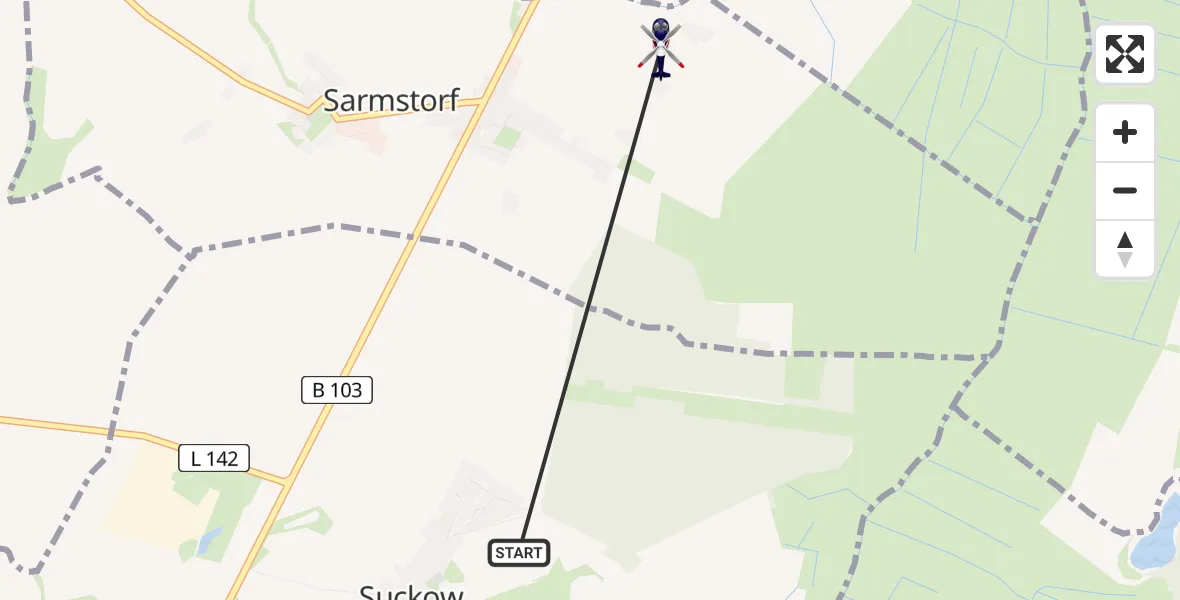 Routekaart van de vlucht: Polizeihubschrauber nach Sarmstorf, Zu den Wiesen