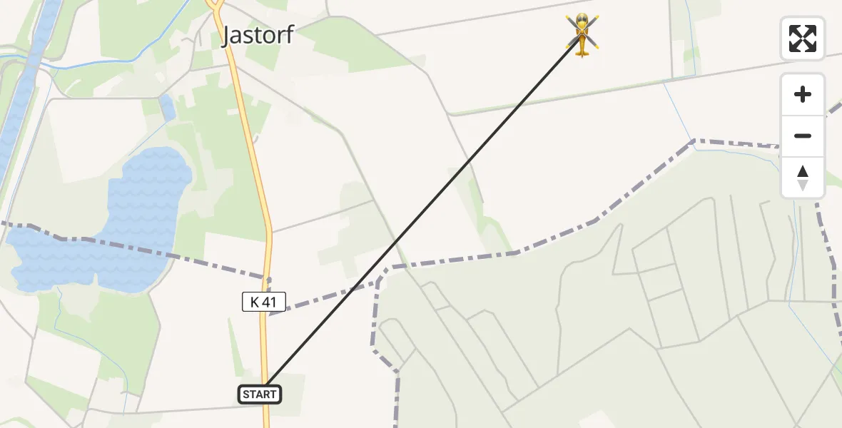 Flugroute Rettungshubschrauber Emmendorf - Jastorf, 18 März 2026, 17:43