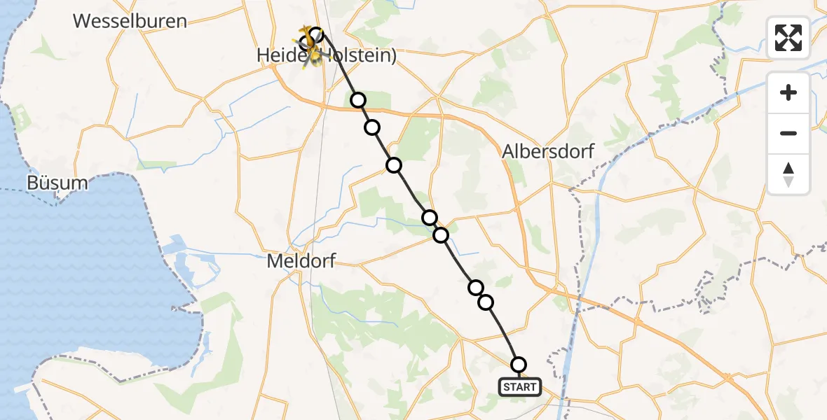 Flugroute Rettungshubschrauber Großenrade - Heide, 18 März 2026, 17:46