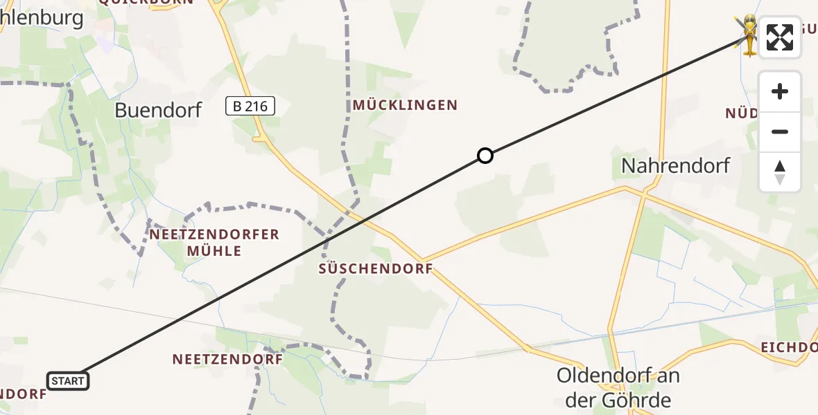 Routekaart van de vlucht: Rettungshubschrauber nach Nahrendorf, K 13