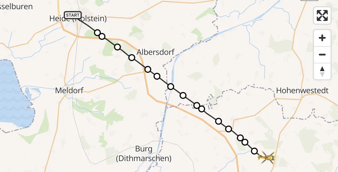 Flugroute Rettungshubschrauber Heide - Hohenlockstedt, 18 März 2026, 18:34