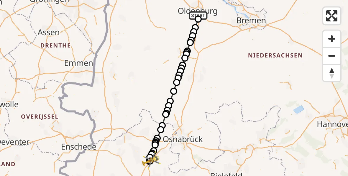 Flugroute Ambulanzhubschrauber Oldenburg - Christoph  Westfalen-ADAC, 18 März 2026, 20:19