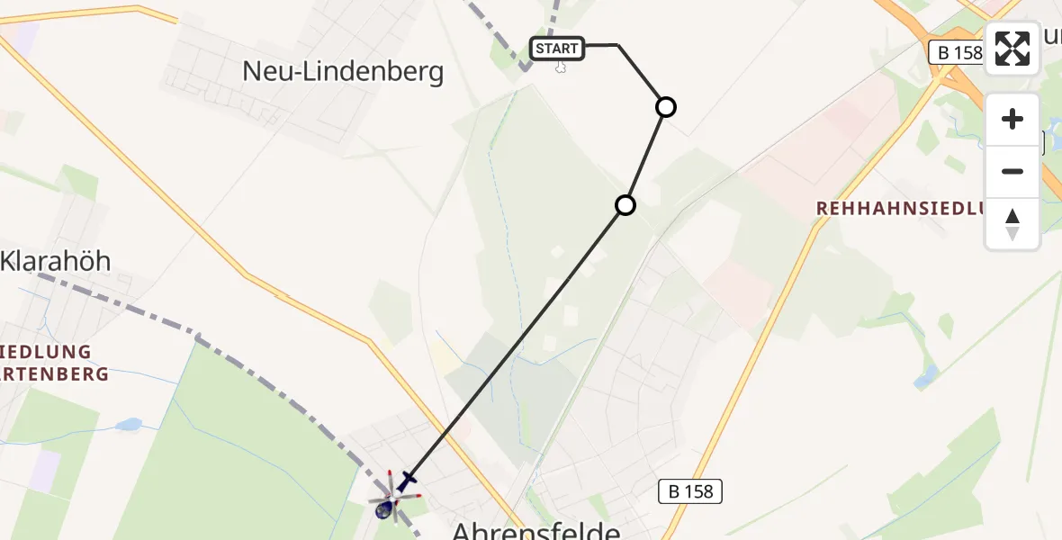Flugroute Polizeihubschrauber Ahrensfelde Heliport - Ahrensfelde, 19 März 2026, 00:30